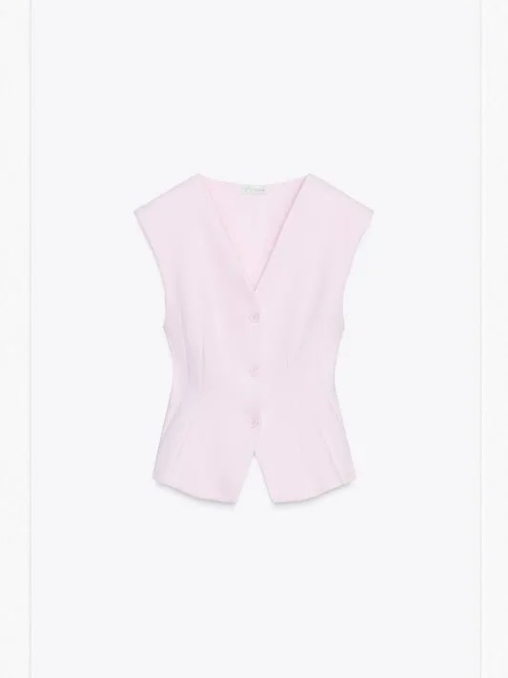 Zara Light Pink Sleeveless V-Neck Button Vest Top